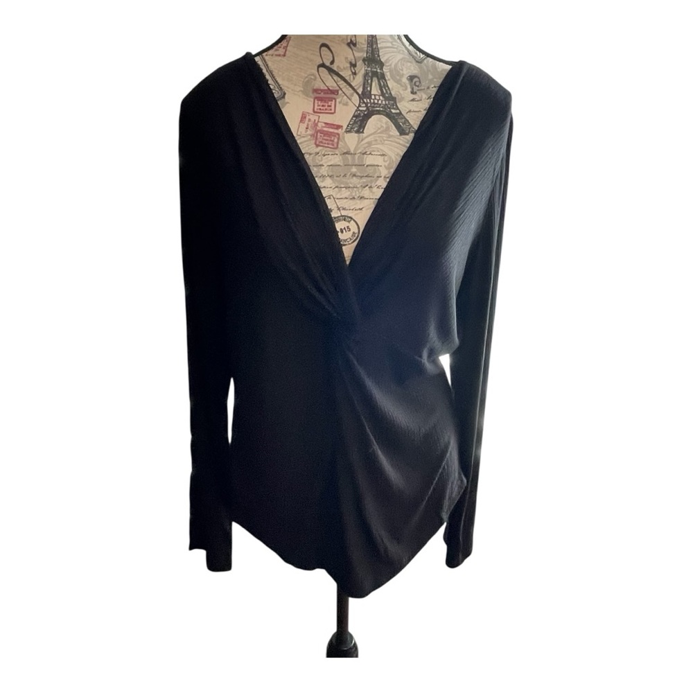 By Design Chic Black Drape Front Blouse